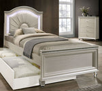 Allie Pearl White Leatherette/Wood Full Bed