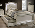 Allie Pearl White Wood Full Bed with Trundle