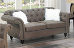 Raquel Dark Coffee Breathable Leatherette Tufted Loveseat