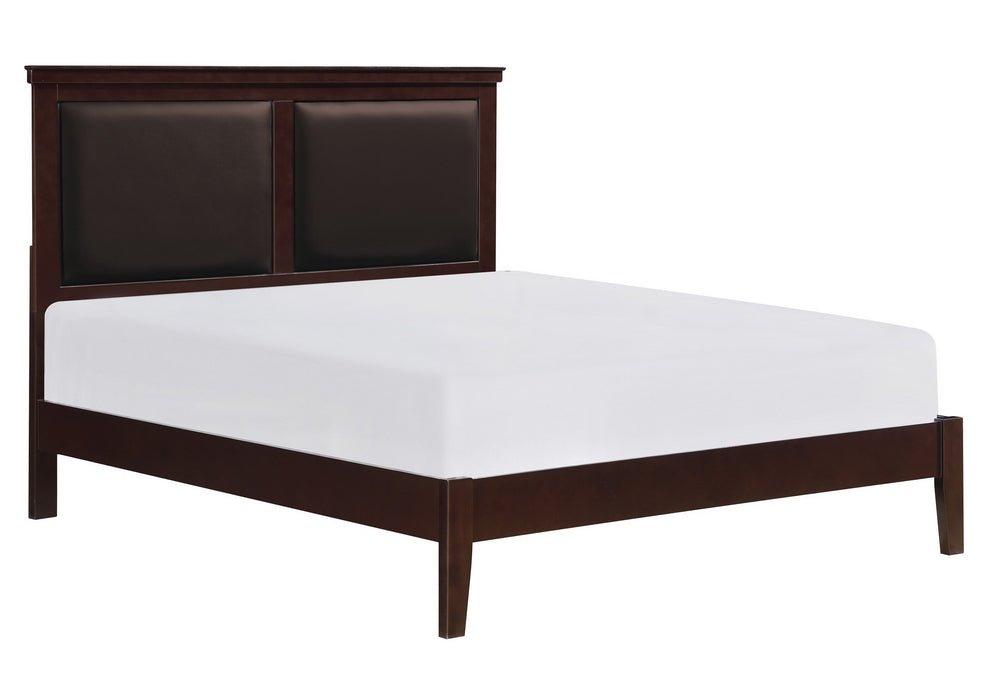 Seabright Cherry Wood/Brown Faux Leather King Bed