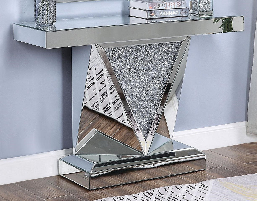 Noralie Mirrored & Faux Diamonds Console Table