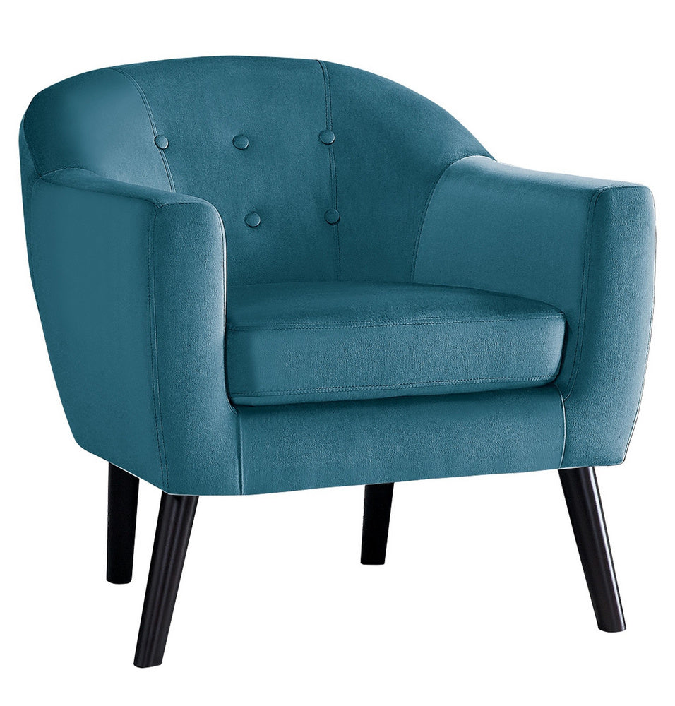 Quill Blue Velvet Button Tufted Accent Chair