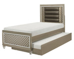 Loudon Champagne Metallic Wood Twin Bed with Trundle