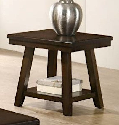 Makenna Walnut Wood End Table with Bottom Shelf