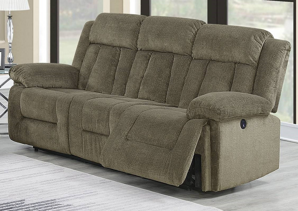 Daniella Tan Chenille Power Recliner Sofa with USB