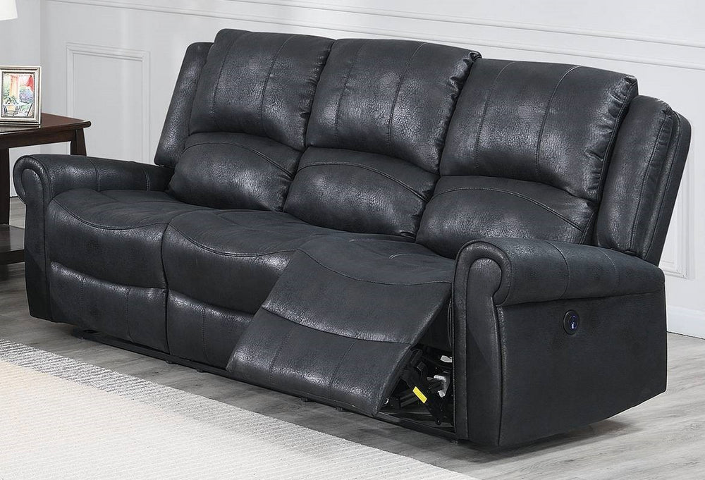 Sherilyn Black Leather-Like Fabric Power Recliner Sofa