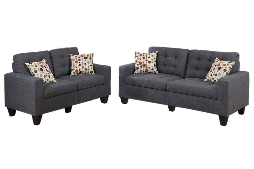 Giuliana 2-Pc Blue Grey Polyfiber Sofa Set