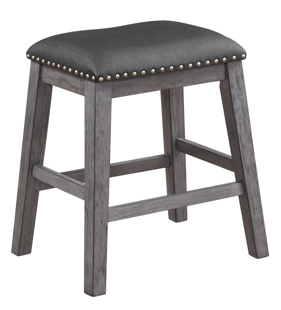 Timbre 2 Black Vinyl/Gray Wood Counter Height Stools