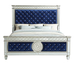 Varian Blue Velvet/Wood Cal King Bed (Oversized)