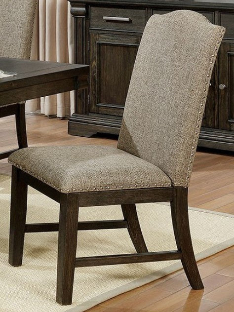 Faulk 2 Warm Gray Fabric/Espresso Side Chairs