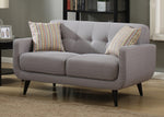 Crystal Gray Fabric Loveseat with 2 Accent Pillows