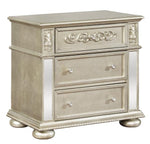 Heidi Metallic Platinum Wood 3-Drawer Nightstand