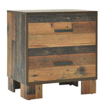 Sidney Rustic Pine Wood 2-Drawer Nightstand