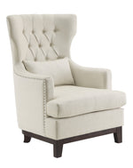 Adriano Beige Fabric Accent Chair with Lumbar Pillow