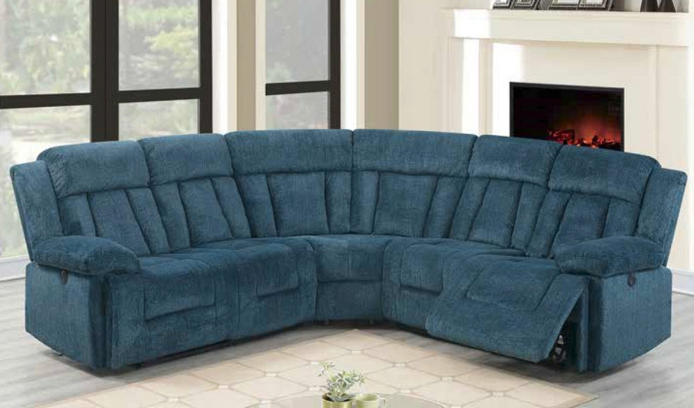 Candy 3-Pc Dark Blue Chenille Power Recliner Sectional Sofa