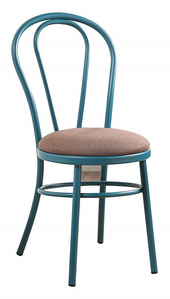 Jakia 2 Teal Metal/Fabric Side Chairs with High Backrest