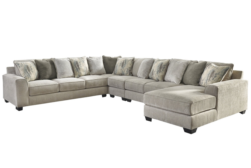 Ardsley 5-Pc Pewter Chenille Fabric RAF Sectional Sofa