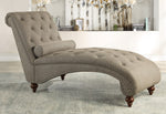 Bonne Brown Fabric Button Tufted Chaise