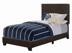 Dorian Brown Leatherette Upholstered Twin Panel Bed