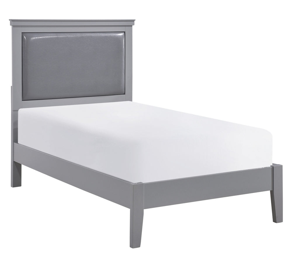 Seabright Gray Wood/Faux Leather Twin Bed