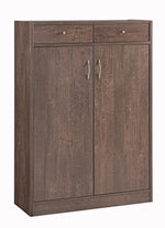 Erica Walnut Oak Wood 2-Drawer Shoe Cabinet with 5 Shelves