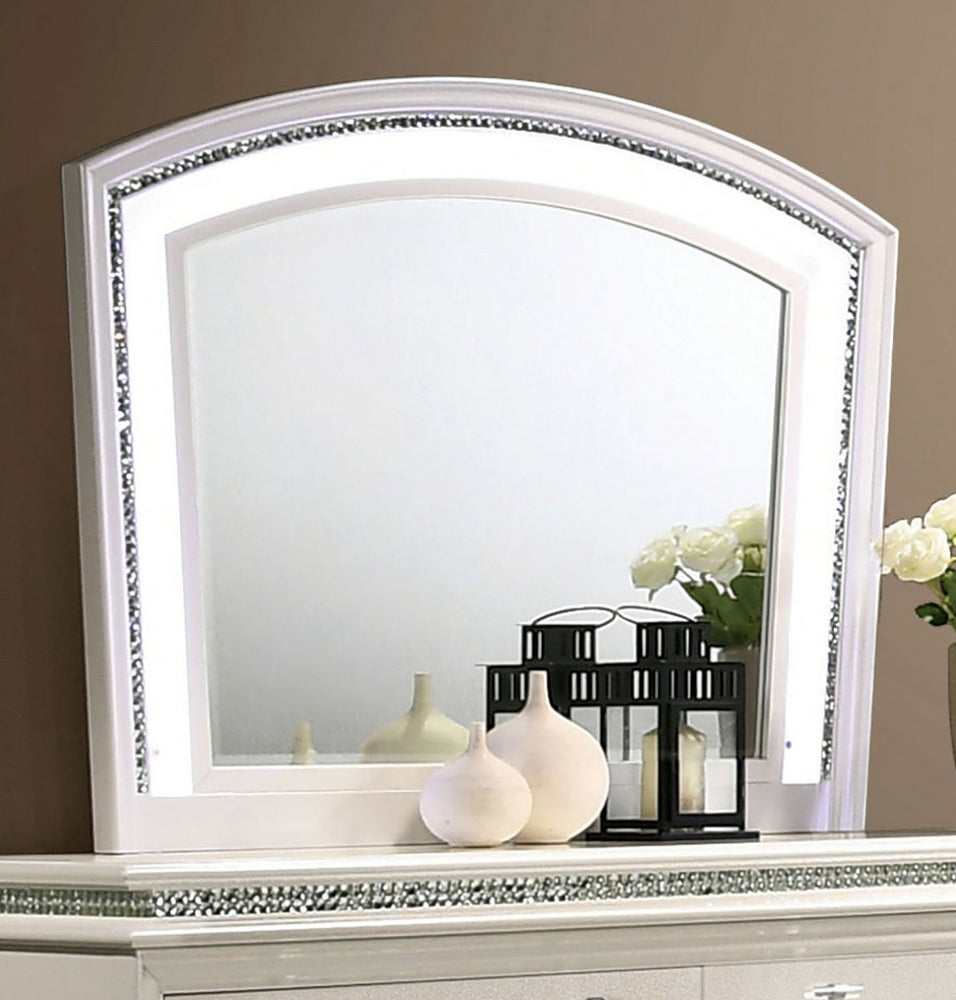 Maddie Pearl White Wood/Glass Dresser Mirror