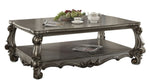 Versailles Antique Platinum Wood Coffee Table with Bottom Shelf