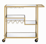 Adamsen Mirror/Gold Finish Metal Serving Cart