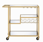 Adamsen Mirror/Gold Finish Metal Serving Cart