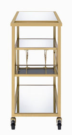 Adamsen Mirror/Gold Finish Metal Serving Cart