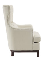 Adriano Beige Fabric Accent Chair with Lumbar Pillow