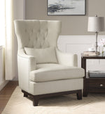 Adriano Beige Fabric Accent Chair with Lumbar Pillow