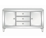 Ameila Silver Finish 60" Accent Cabinet with Mirrored Front