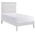 Seabright White Wood/Faux Leather Twin Bed