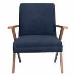 Amiyah Dark Blue Velvet/Walnut Wood Accent Chair