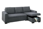 Assunta Blue Grey Polyfiber Sectional with Pull-Out Bed