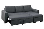 Assunta Blue Grey Polyfiber Sectional with Pull-Out Bed