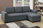 Assunta Blue Grey Polyfiber Sectional with Pull-Out Bed