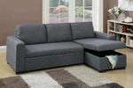 Assunta Blue Grey Polyfiber Sectional with Pull-Out Bed