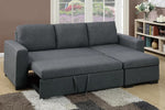 Assunta Blue Grey Polyfiber Sectional with Pull-Out Bed