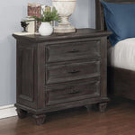 Atascadero Weathered Carbon Wood 3-Drawer Nightstand