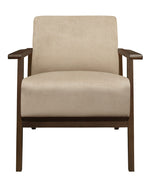 August Light Brown Velvet Fabric Accent Chair