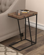 Averi Rustic Tobacco Herringbone Expandable Accent Table