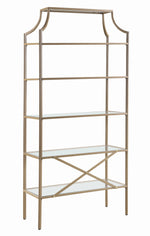 Azariah Clear Glass/Matte Gold Metal 5-Tier Bookcase