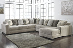 Ardsley 4-Pc Pewter Chenille Fabric RAF Sectional Sofa