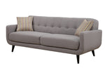 Crystal Gray Fabric 2-Seat Sofa with 2 Accent Pillows