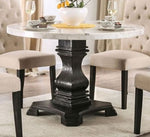 Elfredo White Marble/Black Wood Dining Table