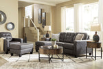 Venaldi Gunmetal Faux Leather Reversible Sofa Chaise