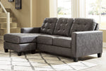 Venaldi Gunmetal Faux Leather Sofa Chaise with Queen Sleeper