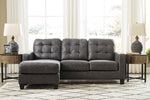 Venaldi Gunmetal Faux Leather Sofa Chaise with Queen Sleeper